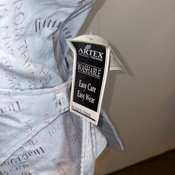 Artex Size Small Denim Script/wrap top/Vintage with tags/Sleeveless/Y2K/abstract - Picture 2 of 4